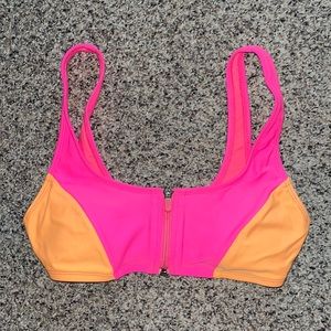 Neoprene Zip Up Bralette Swim Top